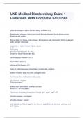 UNE Medical Biochemistry Exam 1 Questions With Complete Solutions.