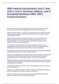 UNE medical biochemistry Unit 2 Test, Unit 2, Unit 2, biochem midterm, unit 2 Compiled Questions With 100% Correct Answers.