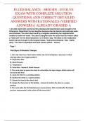 FLUID BALANCE - HESI RN - EVOLVE EXAM WITH COMPLETE SOLUTION QUESTIONS AND CORRECT DETAILED ANSWERS WITH RATIONALES (VERIFIED ANSWERS) | ALREADY GRADED A