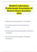 Medical Laboratory Professionals Association of Ontario Exam Questions 2023