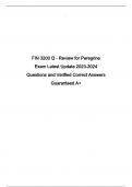 FIN 3200 Q - Review for Peregrine Exam Latest Update 2023-2024 Questions and Verified Correct Answers Guaranteed A+