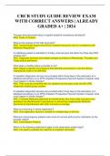 CRCR STUDY GUIDE REVIEW EXAM WITH CORRECT ANSWERS | ALREADY  GRADED A+ | 2024