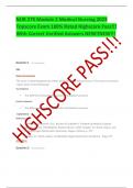 NUR 275 Module 2 Medical Nursing 2023 Topscore Exam 100% Rated Highscore Pass!!! With Correct Verified Answers NEW!!NEW!!!