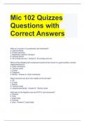 Mic 102 Quizzes Questions with Correct Answers 