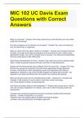 MIC 102 UC Davis Exam Questions with Correct Answers 