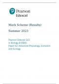 Pearson Edexcel GCE In Biology B (9BI0) Paper 02 Summer 2023 final mark scheme