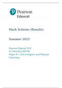 Pearson Edexcel GCE In Chemistry (8CH0) Paper 01 Summer 2023 Final markscheme