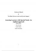 Instructor Manual With Test Bank For Assessing Learners with Special Needs An Applied Approach 8th Edition By Terry Overton (All Chapters 100% Original Verified)