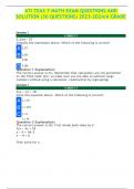 ATI TEAS 7 MATH EXAM QUESTIONS AND  SOLUTION (30 QUESTIONS) 2023-2024/A GRADE