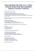 NACC REVIEW FOR PSW: CH 1-7 TRIAL  UPDATE QUESTIONS AND ANSWERS (Mosby's Canadian Textbook)