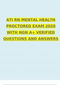 ATI RN MENTAL HEALTH PROCTORED EXAM 2020 WITH NGN A+ VERIFIED QUESTIONS AND ANSWERS