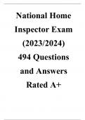 National Home Inspector Exam (2023/2024)  494 Questions and Answers Rated A+