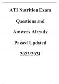 ATI Nutrition Exam Questions and Answers Already Passed Updated 2023/2024