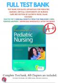 Test Bank for Davis Advantage for Pediatric Nursing: Critical Components of Nursing Care 2nd, 3rd Edition by Kathryn Rudd