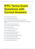 IFPC Terms Exam Questions with Correct Answers 