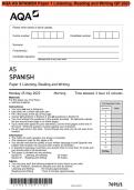 AQA AS SPANISH Paper 1 Listening, Reading and Writing QP 2023