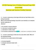 ATI RN Nursing Care of Children Proctored Exam 2023 Level 3 Peds questions verified with 100% correct answers