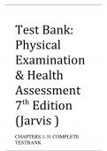 Test Bank for Physical Examination and Health Assessment 7th edition by Jarvis