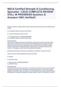 NSCA Certified Strength & Conditioning Specialist - CSCS COMPLETE REVIEW! STILL IN PROGRESS Question & Answers 100% Verified!! 