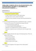 PEDIATRIC NURSING FINAL EXAM QUESTIONS AND ANSWERS BEST GRADED A+