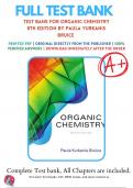 Test Bank for Organic Chemistry 8th Edition Bruice, 9780134042282,  Chapters 1 - 28 All Chapters with Answers and Rationals