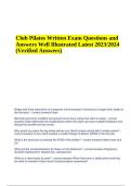 Club Pilates Written Exam Questions and Answers Latest 2023/2024 (100% Verified Answers)