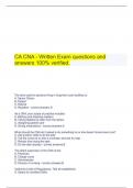 CA CNA - Written Exam questions and answers 100% verified.