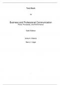 Test Bank For Business and Professional Communication Plans, Processes, and Performance 6th Edition By James R. DiSanza (All Chapters, 100% original verified, A+ Grade)