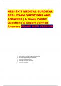 HESI EXIT MEDICAL SURGICAL REAL EXAM QUESTIONS AND  ANSWERS | A Grade PASS!!  Questions & Expert Verified  Answers BRAND NEW VERSION