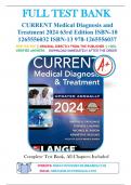 Test Bank For Current Medical Diagnosis And Treatment 2024 63rd Edition By Maxine Papadakis, Stephen Mcphee, Michael Rabow & Kenneth Mcquaid 9781265556037 | Complete Guide A+