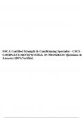 NSCA Certified Strength & Conditioning Specialist - CSCS COMPLETE REVIEW!STILL IN PROGRESS Questions & Answers 100%Verified.