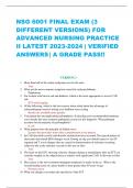 NSG 6001 FINAL EXAM (3  DIFFERENT VERSIONS) FOR ADVANCED NURSING PRACTICE  II LATEST 2023-2024 | VERIFIED  ANSWERS | A GRADE PASS!!