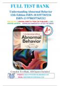 Test Bank for Understanding Abnormal Behavior 12th Edition by David Sue, Derald Wing, Diane M. Sue & Stanley Sue 