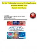 TEST BANK for Understanding Anatomy and Physiology 3rd Edition by Gale Sloan Thompson, Verified Chapters 1 - 25, Complete Newest Version