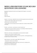 MEDCA PHLEBOTOMY EXAM 2023-2024 QUESTIONS AND ANSWERS. 