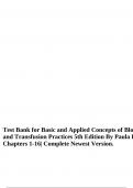 Test Bank for Basic and Applied Concepts of Blood Banking and Transfusion Practices 5th Edition By Paula Howard | All Chapters 1-16| Complete Newest Version.