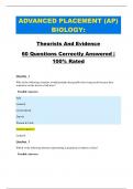 ADVANCED PLACEMENT (AP) BIOLOGY:   Theorists And Evidence 60 Questions Correctly Answered |   100% Rated