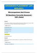 ADVANCED PLACEMENT (AP) BIOLOGY:   Microorganisms And Viruses 82 Questions Correctly Answered |   100% Rated