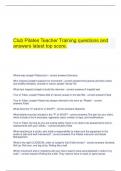 Club Pilates Teacher Training questions and answers latest top score.