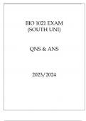 BIO 1021 EXAM ( SOUTH UNI ) QNS & ANS 20232024 BIOLOGY II.