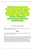 FNP 594: Primary Care of Acute Clients/Families Across the Lifespan Week 3 SOAP Note: Cardiac Arrhythmia For  Tony Stark : Male : 66yrs Old EXPERT FEEDBACK  (SOLUTIONS) COMPLETE  UPDATED 2023