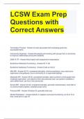 LCSW Exam Prep Questions with Correct Answers 