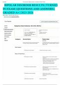 12/6/2023 Focused Exam: Bipolar Disorder | Completed | Shadow Health BIPOLAR DISORDER RESULTS | TURNED IN EXAM | QUESTIONS AND ANSWERS | GRADED A+ | 2023-2024