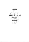 Test Bank For Communication Principles for a Lifetime 8th Edition By Steven Beebe Susan Beeb0e, Diana Ivy (All Chapters, 100% original verified, A+ Grade)