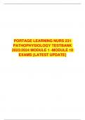 UPDATED PORTAGE LEARNING NURS 231 PATHOPHYSIOLOGY TESTBANK 2024/2025 MODULE 1 -MODULE 10 EXAMS {LATEST UPDATE}