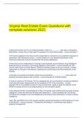 Virginia Real Estate Exam Questions with complete solutions 2023.