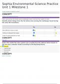 SOPHIA ENVIRONMENTAL SCIENCE PRACTICE UNIT 1 MILESTONE 1 CORRECTLY ANSWERED /LATEST UPDATE VERSION/ GRADED A+