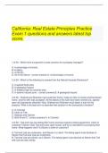    California: Real Estate Principles Practice Exam 1 questions and answers latest top score.