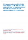 PA Appraisers License EXAM 2023- 2024 ACTUAL EXAM 350 QUESTION AND CORRECT DETAILED ANSWERS WITH RATIONALES VERIFIED ANSWERS ALREADY GRADED A+