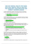 LATEST HESI EXIT MENTAL HEALTH TEST BANK 2023-2024 /MENTAL HEALTH HESI EXIT TEST BANK REAL EXAM QUESTIONS AND CORRECT ANSWERS|A+ GUARANTEE